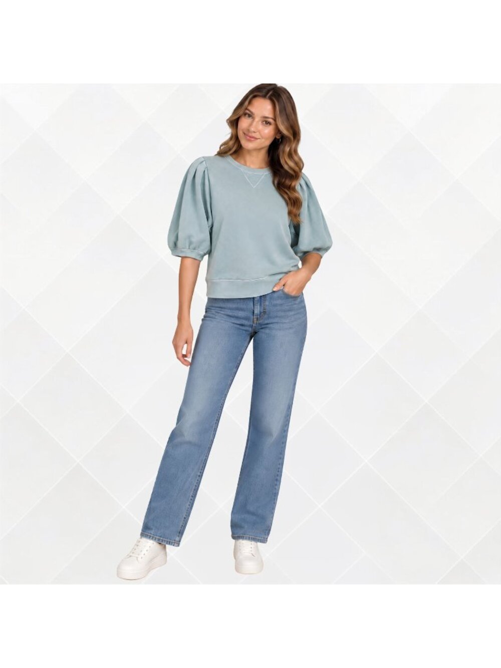 Rails Textured Knit Top • Stone Blue • M • 100% Cotton • WTS-100069